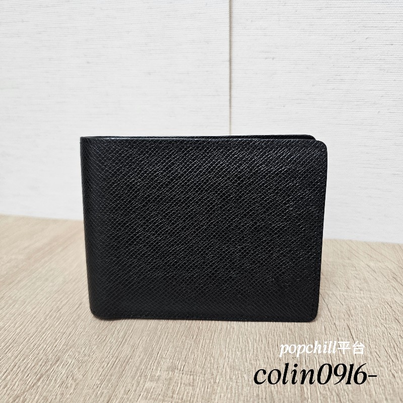 [男生福利品況優❣️] LV黑Taiga牛皮Multiple短夾-0