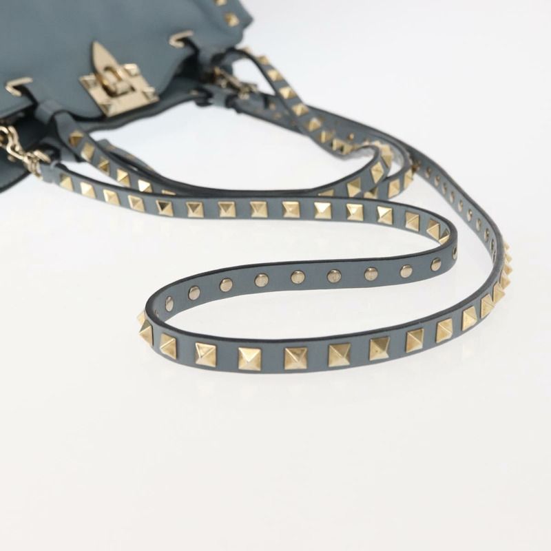 【日本直送】華倫天奴 (VALENTINO) 手提包 皮革 兩用 藍色 金色 正品 BA6602-7