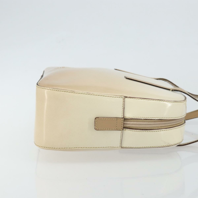 【日本直送】PRADA 手提包 漆皮 米色 銀色 正品 BA6605-2