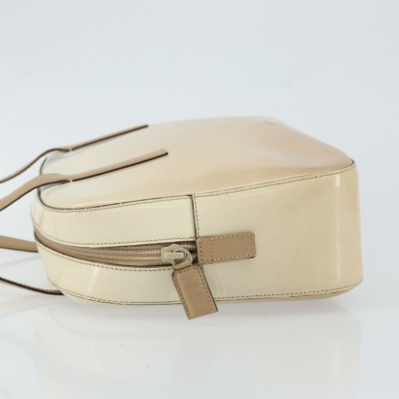 【日本直送】PRADA 手提包 漆皮 米色 銀色 正品 BA6605-3