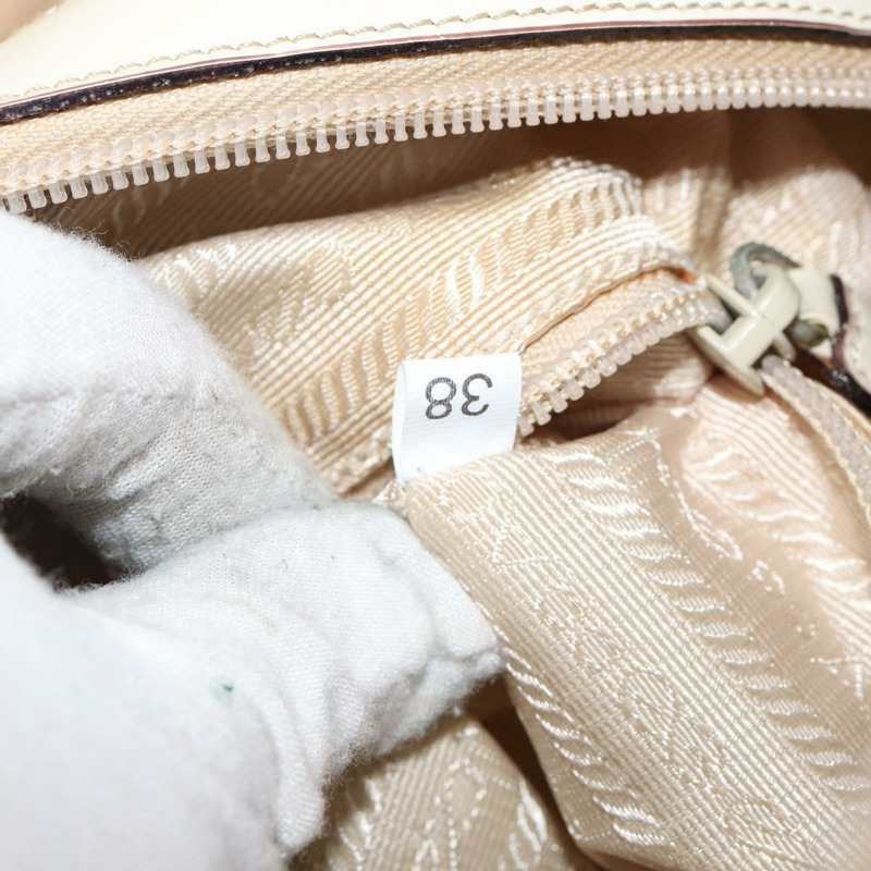 【日本直送】PRADA 手提包 漆皮 米色 銀色 正品 BA6605-10