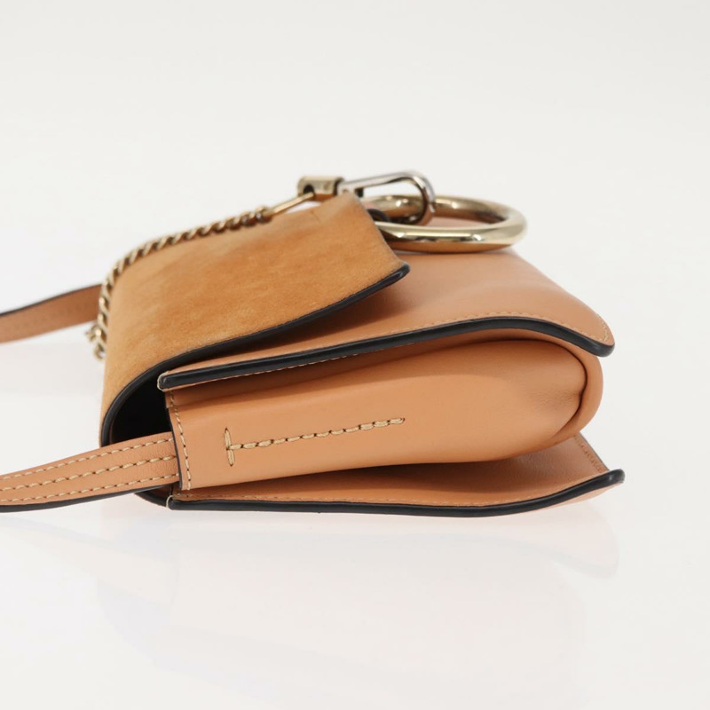 【日本直送】Chloe 鏈條 Fay 肩背包 皮革 米色 金色 正品 BA6597-3