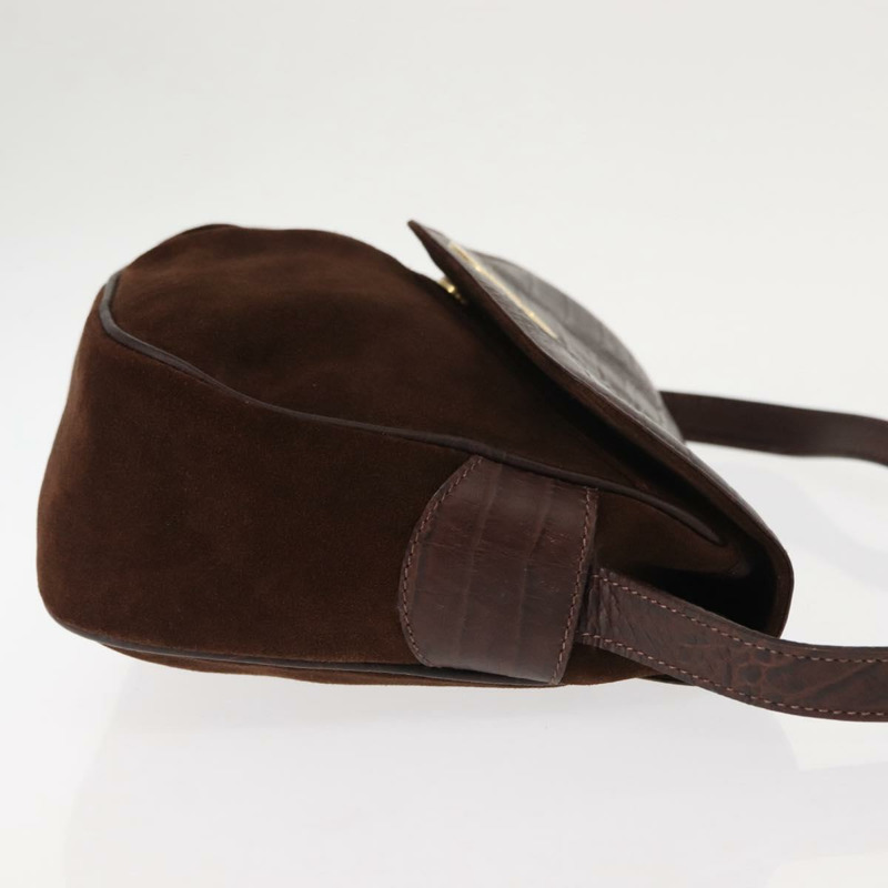 【日本直送】VALENTINO 壓花肩背包 絨面革 棕色 金色 正品 BA6617-2