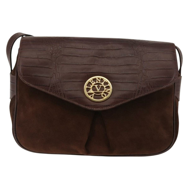 【日本直送】VALENTINO 壓花肩背包 絨面革 棕色 金色 正品 BA6617-12