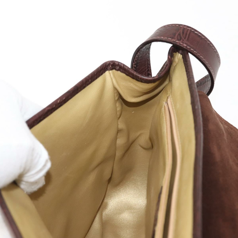 【日本直送】VALENTINO 壓花肩背包 絨面革 棕色 金色 正品 BA6617-18