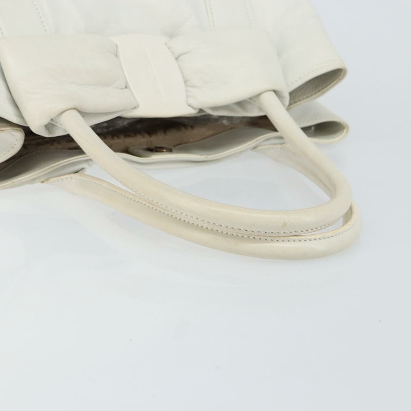 【日本直送】Salvatore Ferragamo Vala 手提包 皮革 白色 金色 正品 BA6591-6