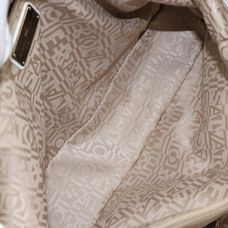 【日本直送】Salvatore Ferragamo Vala 手提包 皮革 白色 金色 正品 BA6591-10