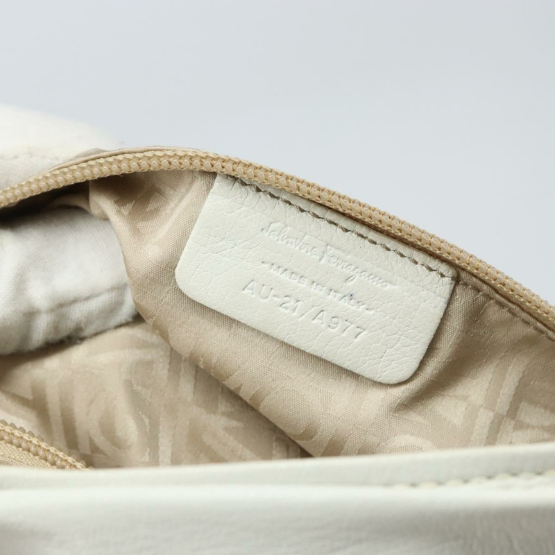 【日本直送】Salvatore Ferragamo Vala 手提包 皮革 白色 金色 正品 BA6591-11