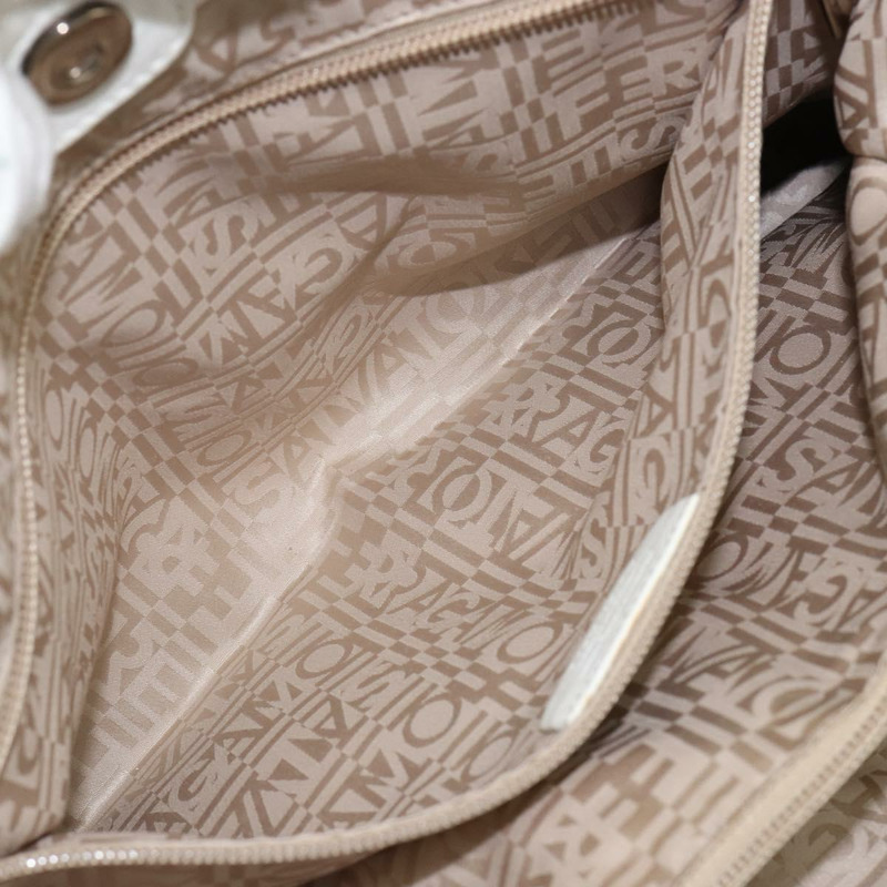 【日本直送】Salvatore Ferragamo Vala 手提包 皮革 白色 金色 正品 BA6591-19