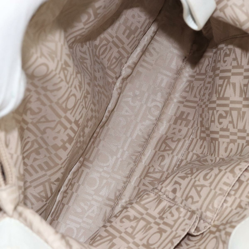 【日本直送】Salvatore Ferragamo Vala 手提包 皮革 白色 金色 正品 BA6591-21