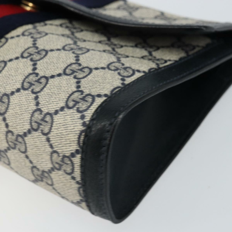 【日本直送】GUCCI GG Supreme Sherry Line 手拿包 PVC 海軍藍/金色 89 01 006 正品 BA6557-6