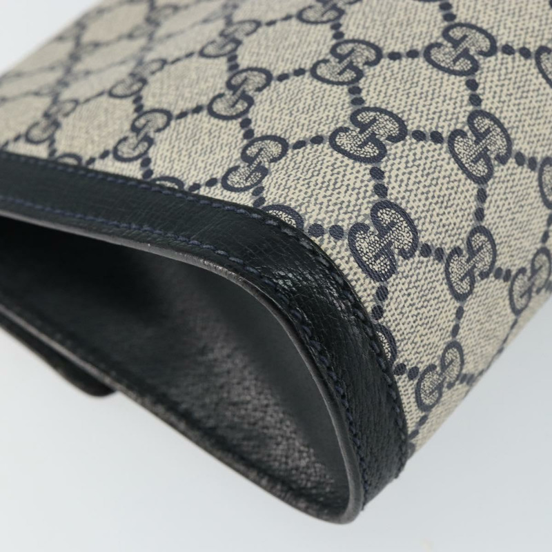 【日本直送】GUCCI GG Supreme Sherry Line 手拿包 PVC 海軍藍/金色 89 01 006 正品 BA6557-15
