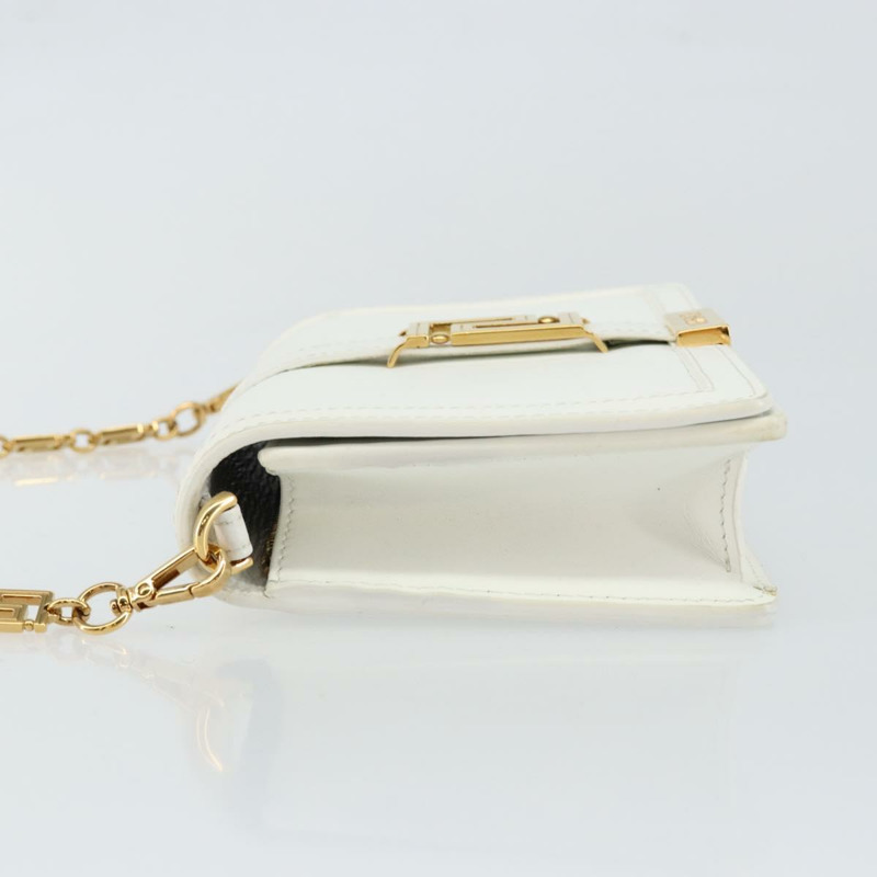 【日本直送】范思哲鏈條單肩包 皮革 白色 金色 正品 BA6599-3