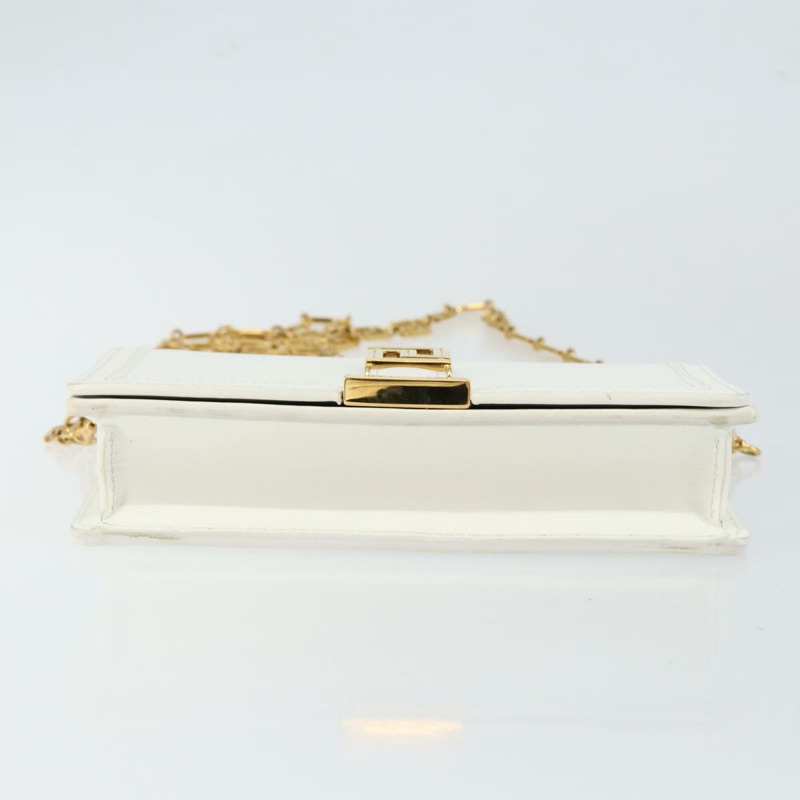 【日本直送】范思哲鏈條單肩包 皮革 白色 金色 正品 BA6599-4