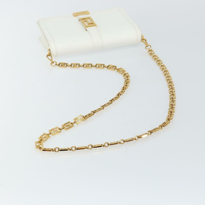 【日本直送】范思哲鏈條單肩包 皮革 白色 金色 正品 BA6599-6