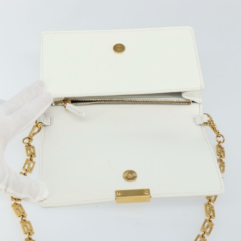 【日本直送】范思哲鏈條單肩包 皮革 白色 金色 正品 BA6599-10