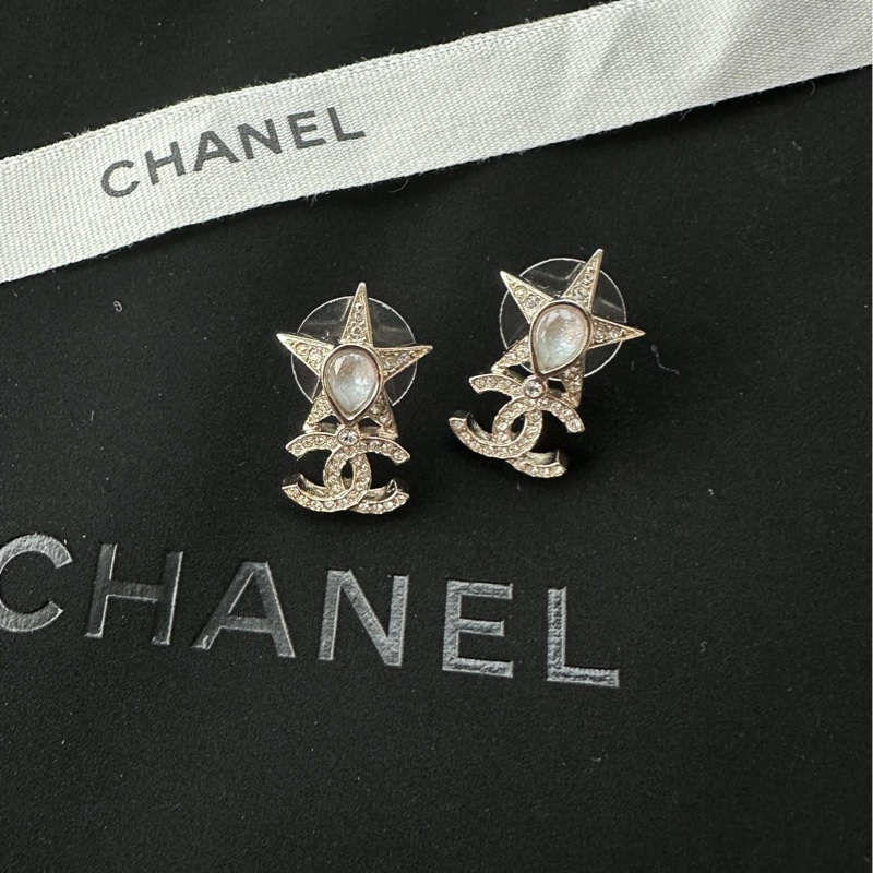 【配件：盒子 💕】Chanel 23P 星星 五角星 水鑽 雙C 耳釘 耳環-2