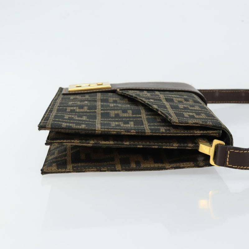 【日本直送】FENDI Zucca 帆布單肩包棕正品 142559-2