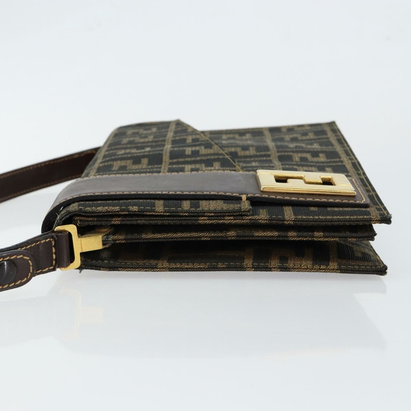 【日本直送】FENDI Zucca 帆布單肩包棕正品 142559-3