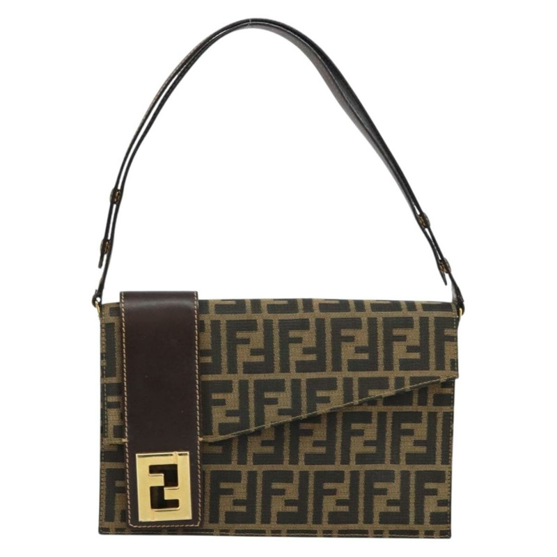 【日本直送】FENDI Zucca 帆布單肩包棕正品 142559-12