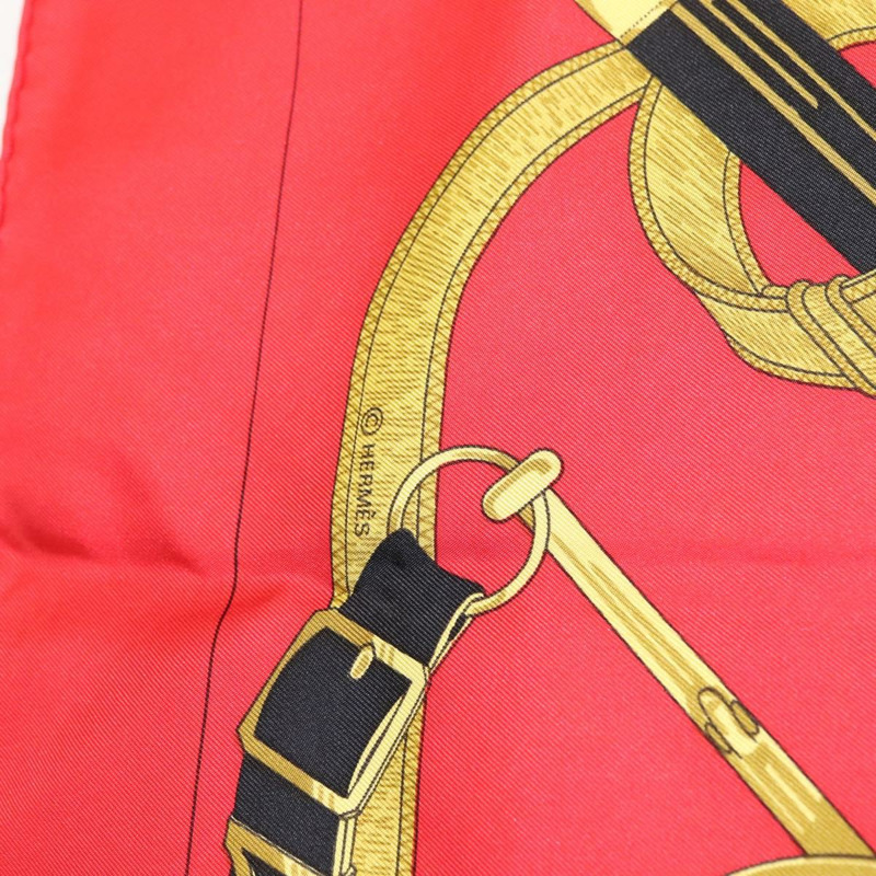 【日本直送】愛馬仕 Carre 90 絲巾「Eperon dor」紅色真絲款，正品 SW1685-6