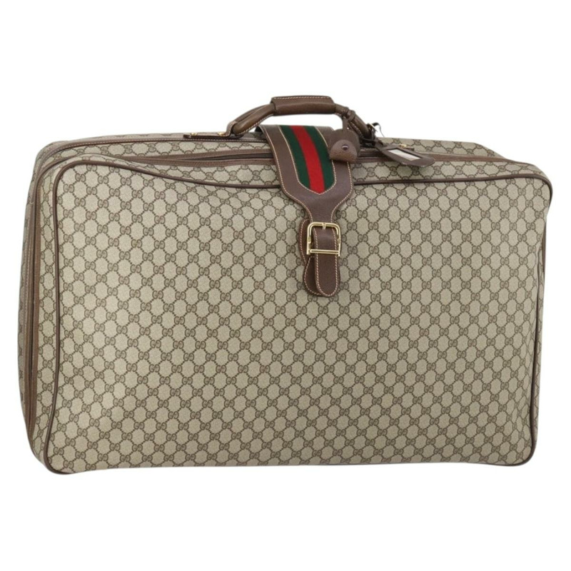 【日本直送】GUCCI GG Supreme Web Sherry Line 旅行包 PVC 米色 金色 正品 146422-0