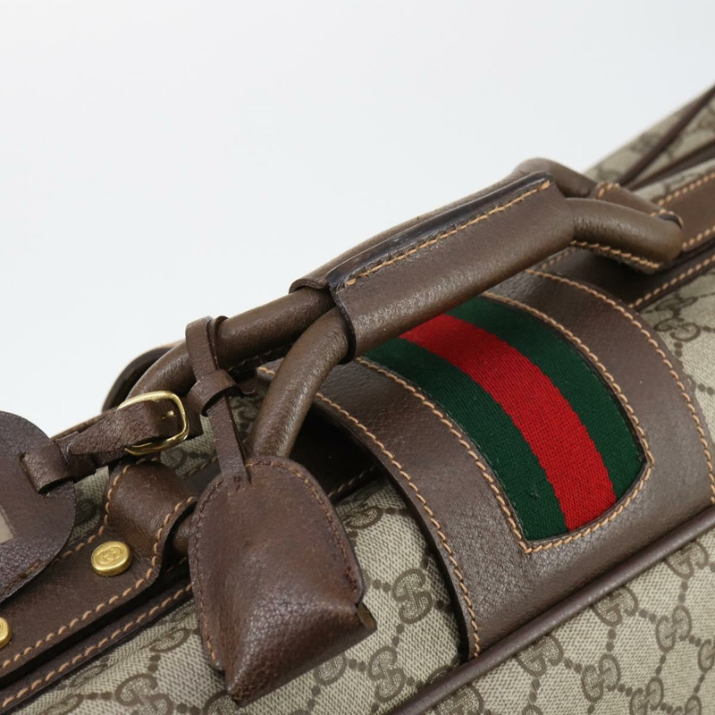 【日本直送】GUCCI GG Supreme Web Sherry Line 旅行包 PVC 米色 金色 正品 146422-6
