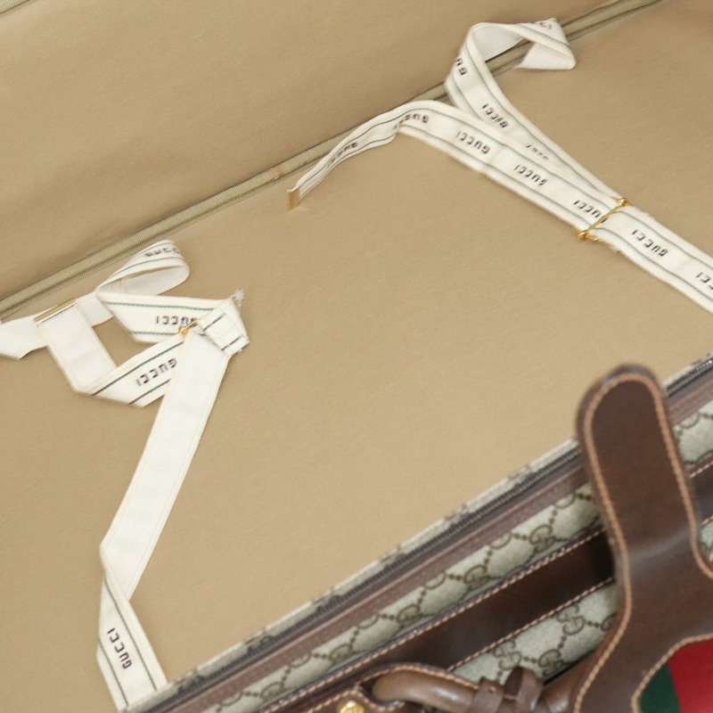 【日本直送】GUCCI GG Supreme Web Sherry Line 旅行包 PVC 米色 金色 正品 146422-10