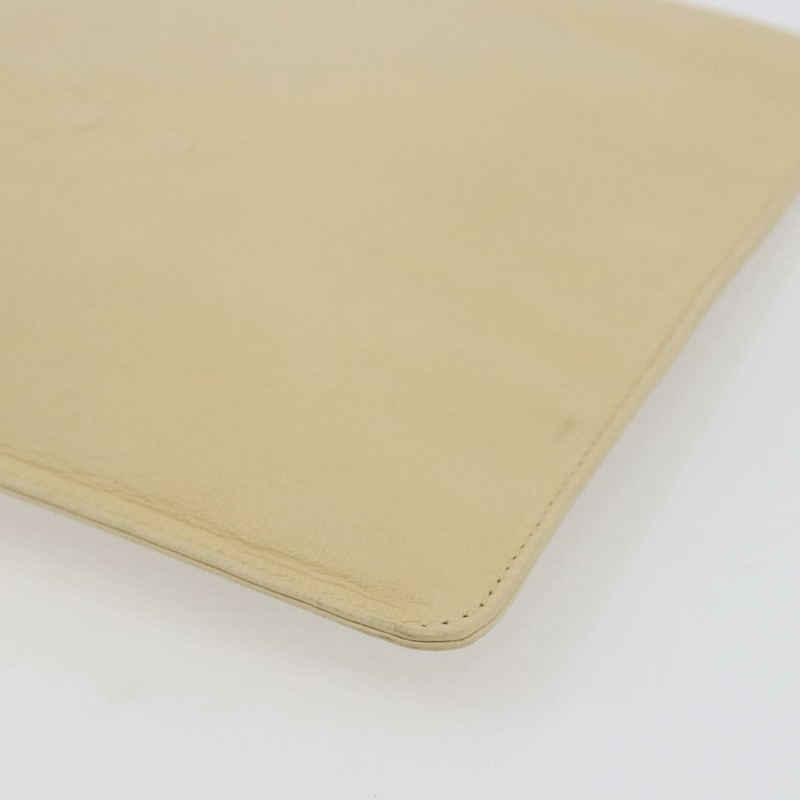 【日本直送】香奈兒山茶花手拿包 羊皮 米色 CC Auth bs29452-14