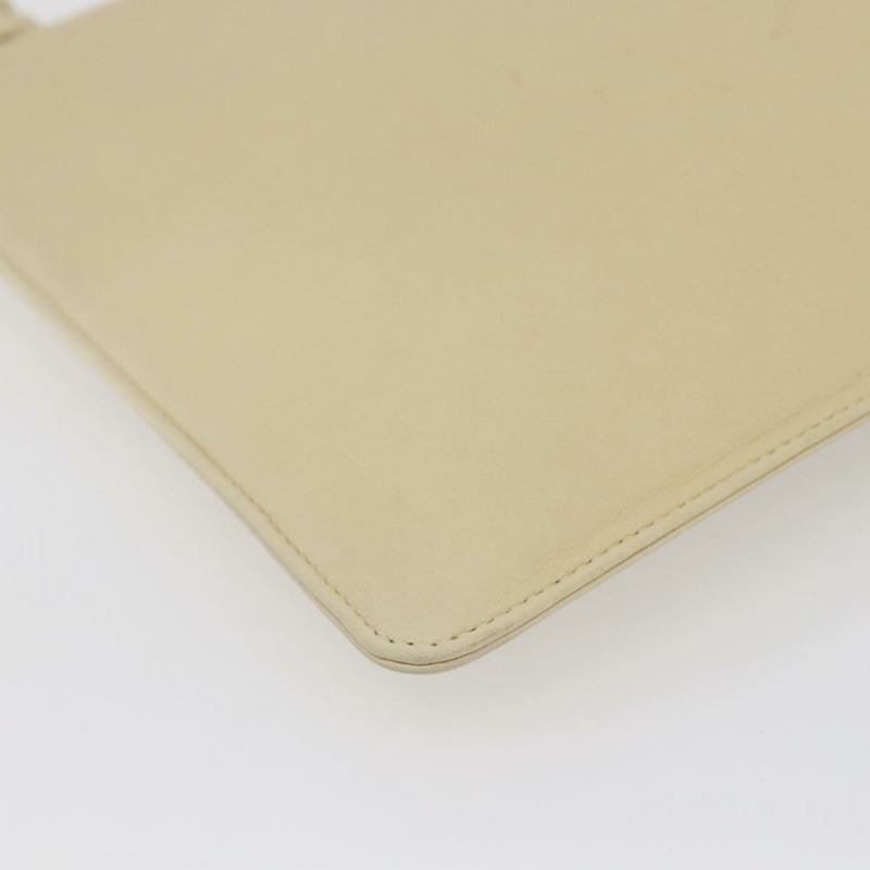 【日本直送】香奈兒山茶花手拿包 羊皮 米色 CC Auth bs29452-15