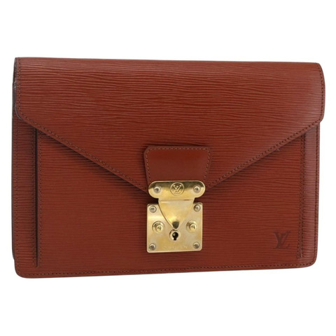 路易威登 Epi Serie Dragonne 手拿包肯亞棕色 M52613 LV 正品 th6396