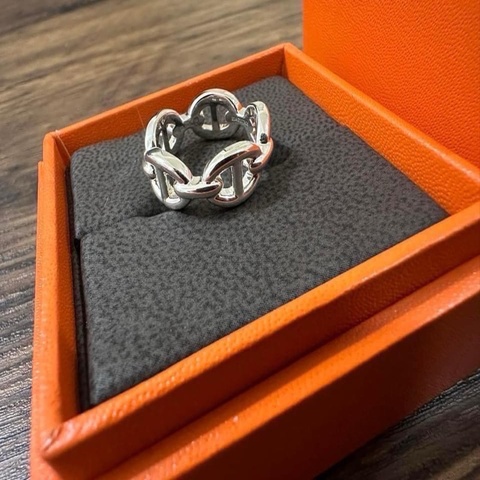 💖Hermes 閃亮亮 豬鼻戒指💖 純銀飾品 53號 全新