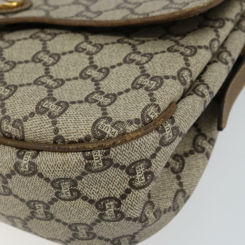 【日本直送】GUCCI GG PLUS帆布單肩包 PVC皮革 米色 正品 th6415-8