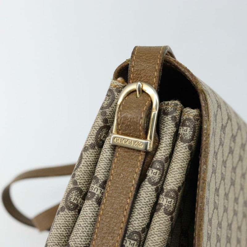 【日本直送】GUCCI GG PLUS帆布單肩包 PVC皮革 米色 正品 th6415-9