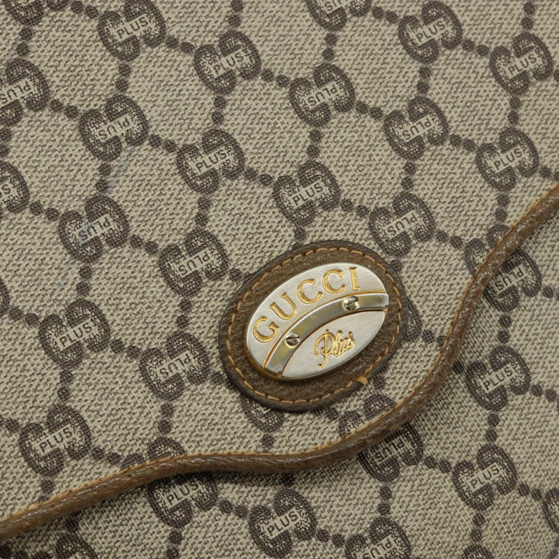【日本直送】GUCCI GG PLUS帆布單肩包 PVC皮革 米色 正品 th6415-16