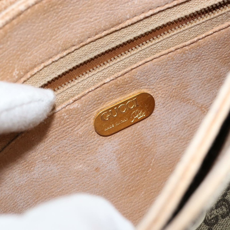 【日本直送】GUCCI GG PLUS帆布單肩包 PVC皮革 米色 正品 th6415-17