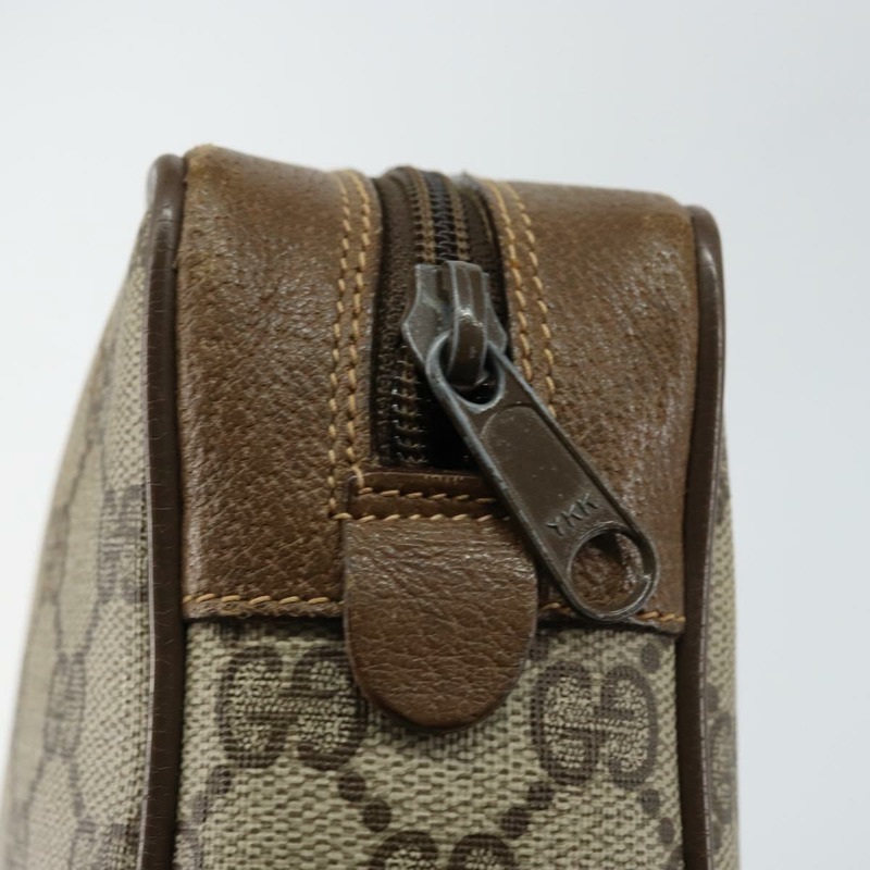 【日本直送】GUCCI GG帆布織帶雪莉線手拿包 PVC皮革 米色/綠色 正品 th6400-7