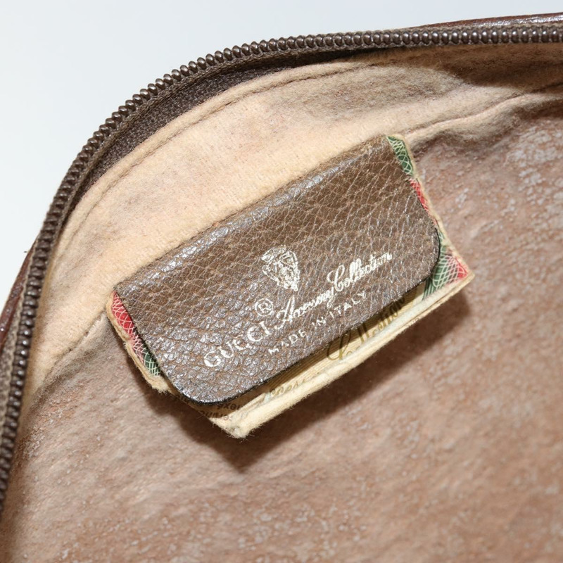 【日本直送】GUCCI GG帆布織帶雪莉線手拿包 PVC皮革 米色/綠色 正品 th6400-8