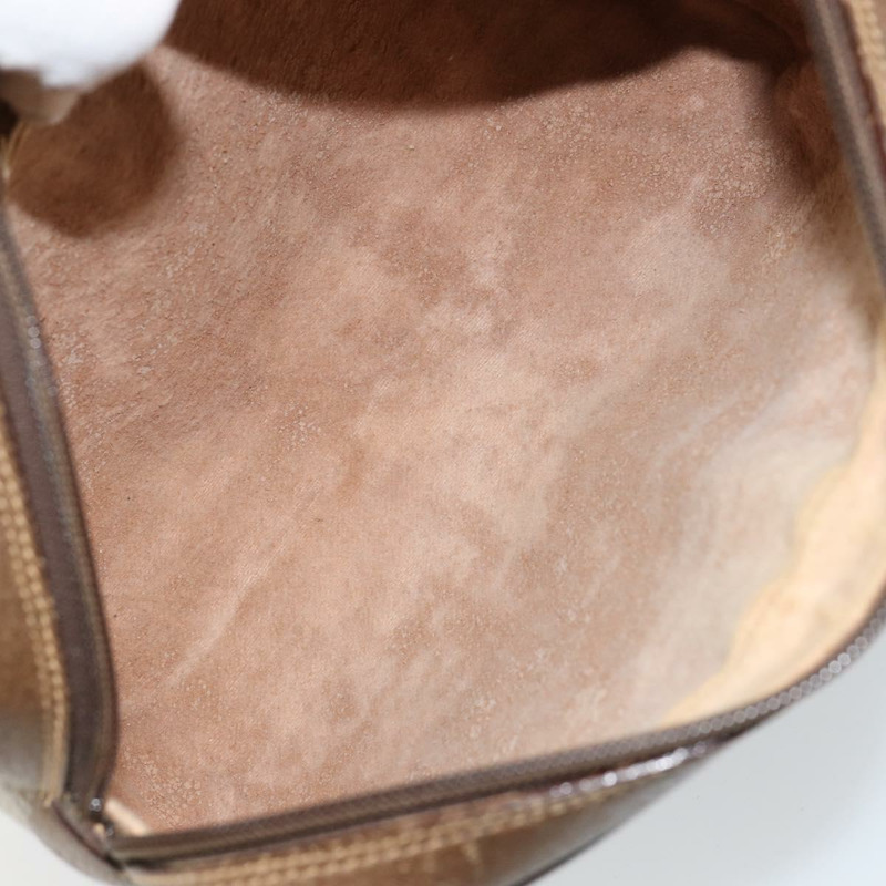 【日本直送】GUCCI GG帆布織帶雪莉線手拿包 PVC皮革 米色/綠色 正品 th6400-9