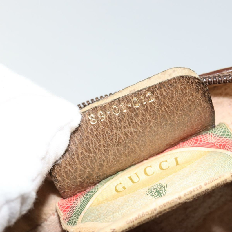 【日本直送】GUCCI GG帆布織帶雪莉線手拿包 PVC皮革 米色/綠色 正品 th6400-11