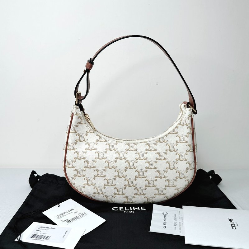CELINE AVA白色凱旋門腋下包-0
