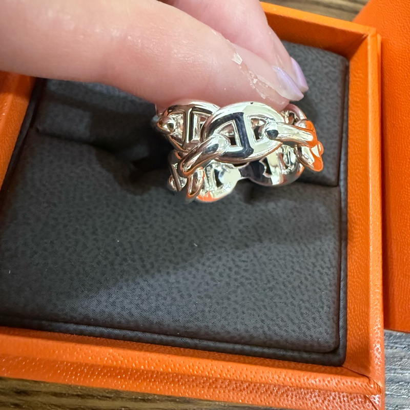 💖Hermes 閃亮亮 豬鼻戒指 雙排💖 51號 全新-1