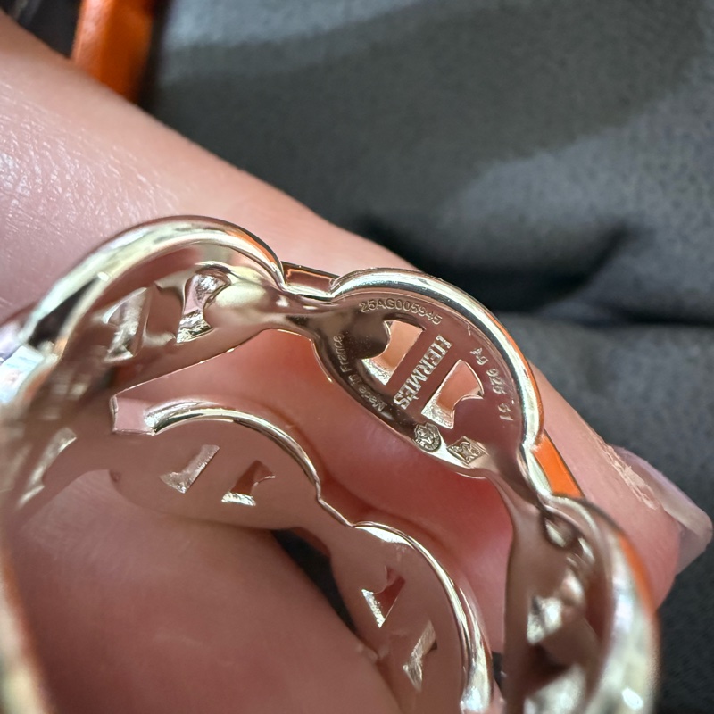 💖Hermes 閃亮亮 豬鼻戒指 雙排💖 51號 全新-2