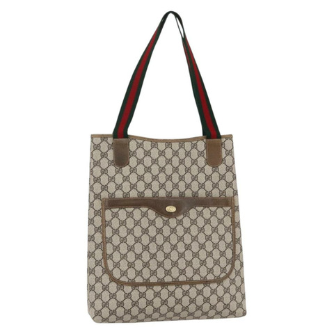 GUCCI GG Supreme Web Sherry Line 手提包 PVC 米色 37 02 2140 正品 ep11172