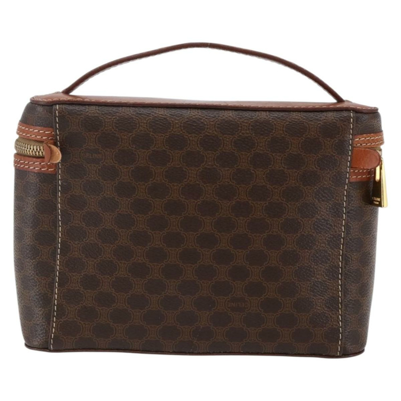 【日本直送】CELINE Macadam帆布化妝包 PVC皮革 棕色 金色 正品 ep11040-1