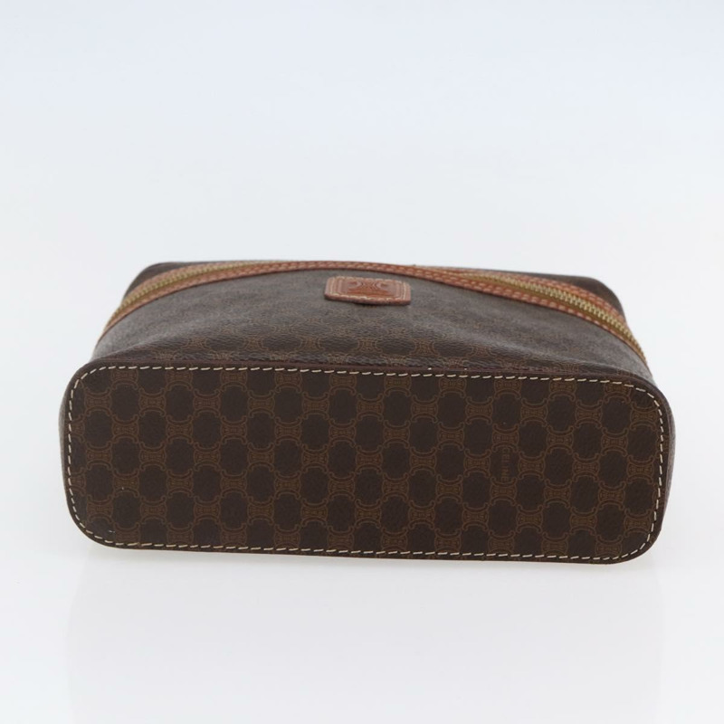 【日本直送】CELINE Macadam帆布化妝包 PVC皮革 棕色 金色 正品 ep11040-4