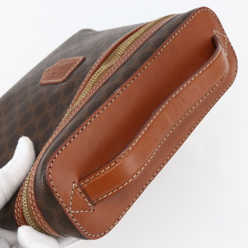 【日本直送】CELINE Macadam帆布化妝包 PVC皮革 棕色 金色 正品 ep11040-5