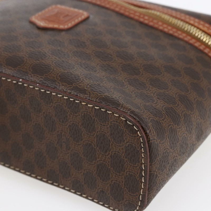 【日本直送】CELINE Macadam帆布化妝包 PVC皮革 棕色 金色 正品 ep11040-8