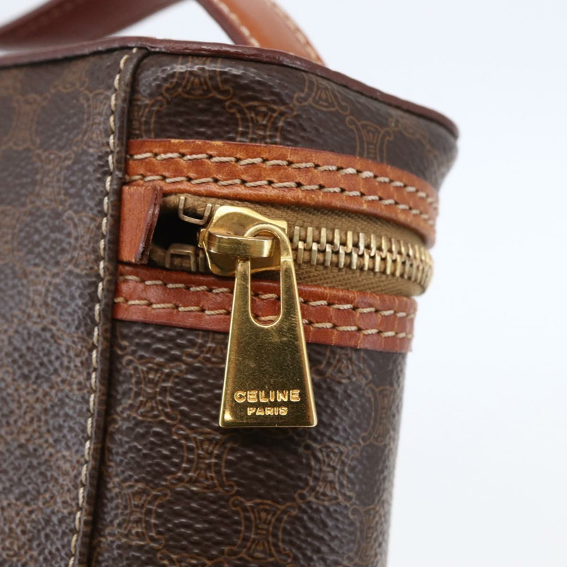 【日本直送】CELINE Macadam帆布化妝包 PVC皮革 棕色 金色 正品 ep11040-9