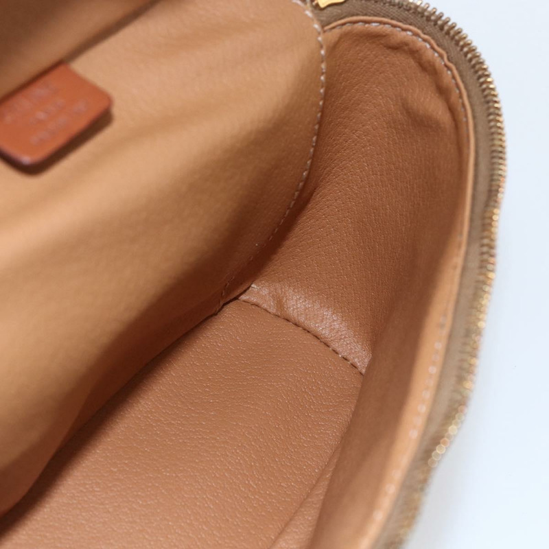 【日本直送】CELINE Macadam帆布化妝包 PVC皮革 棕色 金色 正品 ep11040-17